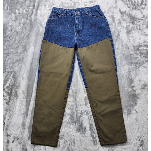 Vintage LL Bean Jeans Womens 12 Blue Green Brush Guard Briar Hunting Outdoor - Picture 1 of 14